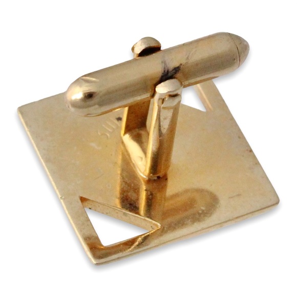 Vintage Swank Gold Plated Square Cufflinks Large Geometric Men’s Cuff Links - Picture 4 of 5